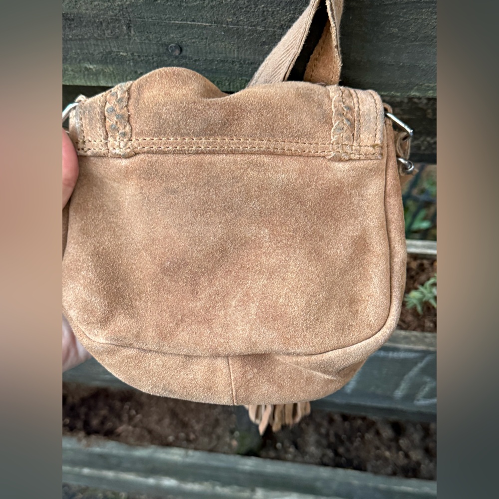 WORLD MARKET brown boho India shoulder small leather bag hippy tan suede - Picture 3 of 16